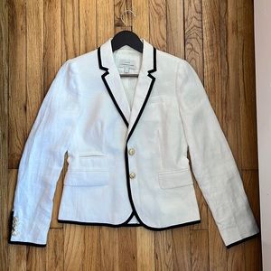 J Crew | Size 2, Schoolboy Tipped Linen in White